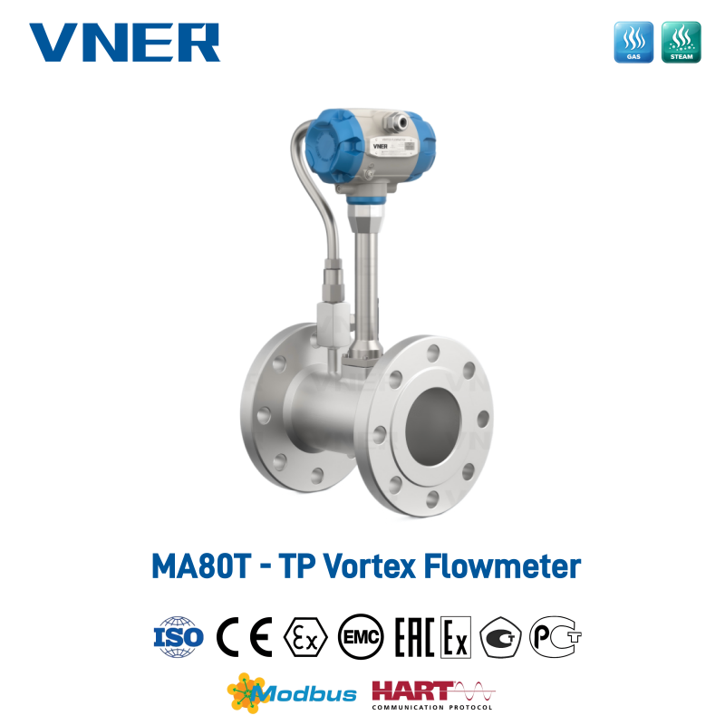 MA80T-TP Series Temperature/Pressure Compensation Vortex Flowmeter