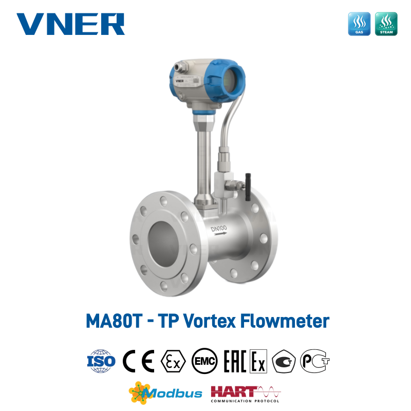 MA80T-TP Series Temperature/Pressure Compensation Vortex Flowmeter