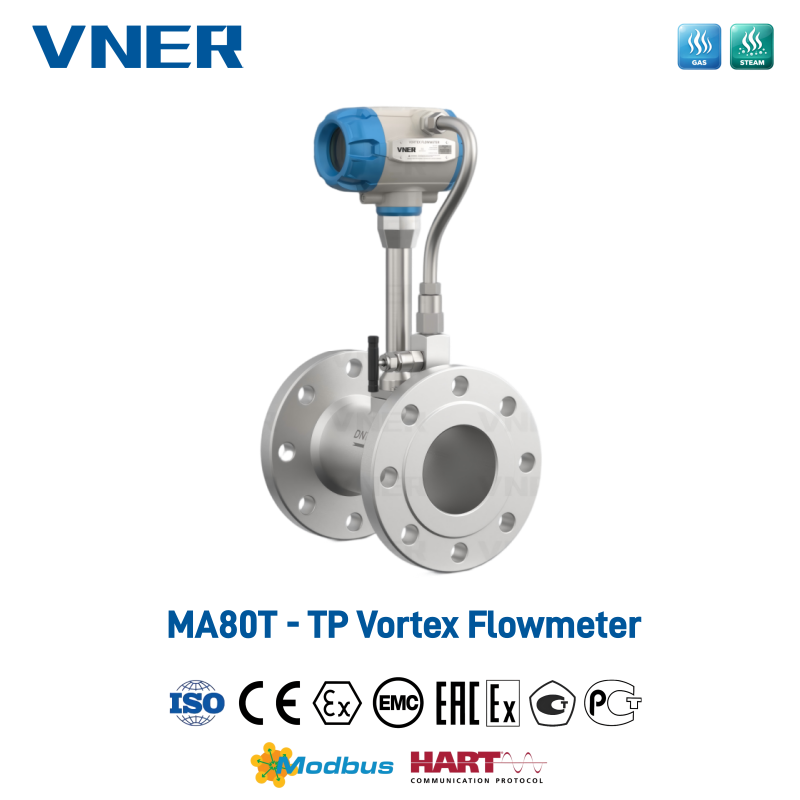 MA80T-TP Series Temperature/Pressure Compensation Vortex Flowmeter