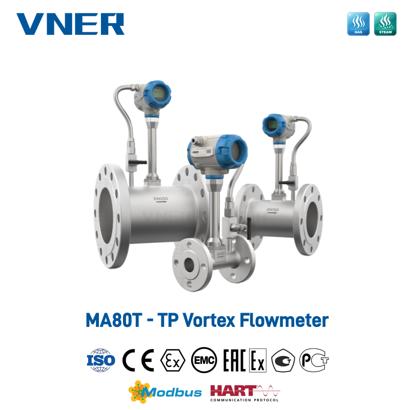 MA80T-TP Series Temperature/Pressure Compensation Vortex Flowmeter