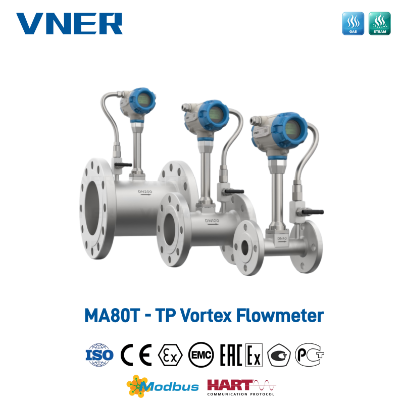 MA80T-TP Series Temperature/Pressure Compensation Vortex Flowmeter