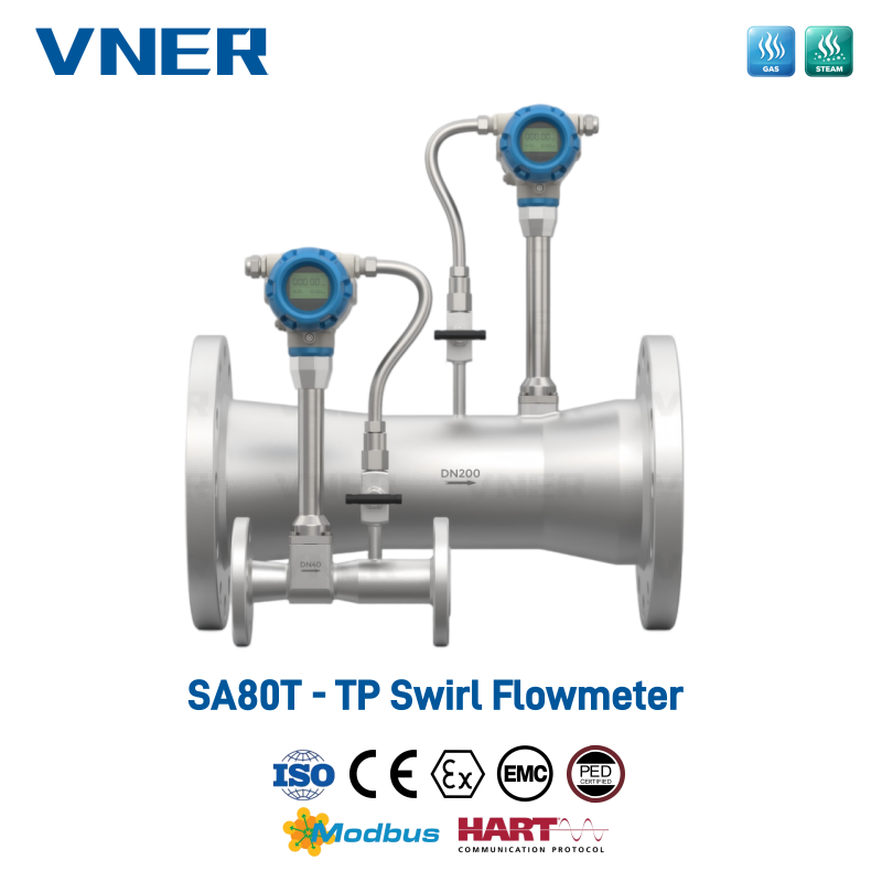 SA80T-TP Series Temperature/Pressure Compensation Swirl Flowmeter